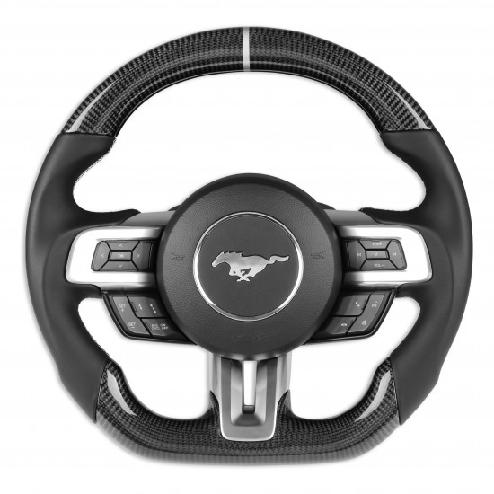 DMC Carbon Fiber/Leather Steering Wheel for 2015-2017 Mustangs non heated 