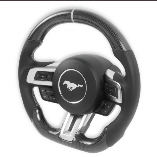 DMC Volant Fibre de Carbon/Cuir 2018-2023 Mustang Chauffant 