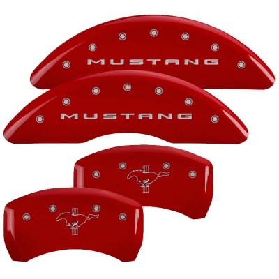 MGP Red Caliper Covers Mustang Logo front - Pony & Bars rear 2015-2023 Mustang GT w/Brembo Brakes