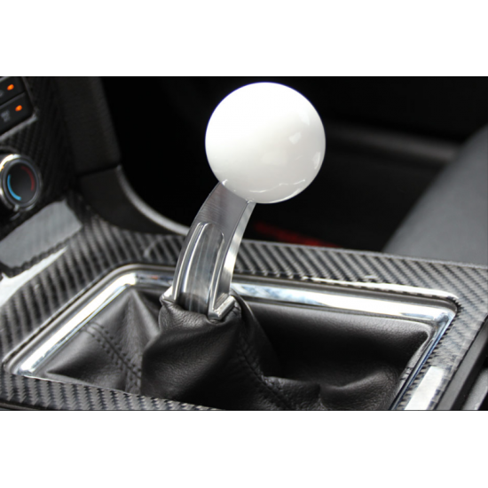 Steeda Billet Pro Shifter Handle w/ White Knob for Mustang 1979-2004 and 2005-2010 w/Tri-Ax Shifter